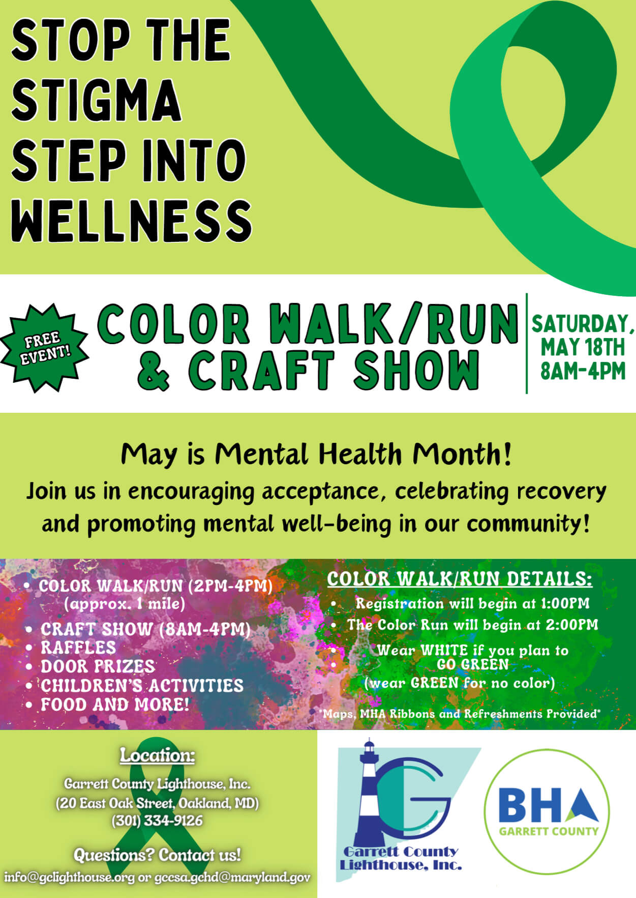 Mental Health Month Color Walk:Run and Craft Show at Deep Creek Lake, MD