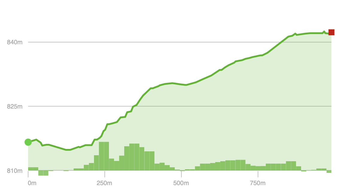 Elevation Profile - Green Blazes (Meshach Browning Trail System - Glade View)