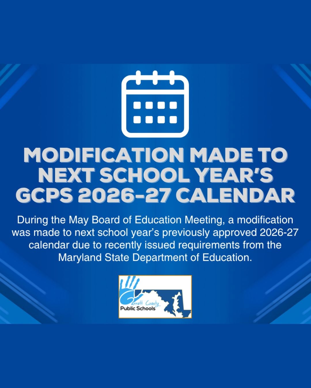 Modification Made to Next School Year’s GCPS 2026-27 Calendar Modification Made to Next School Year’s GCPS 2026-27 Calendar