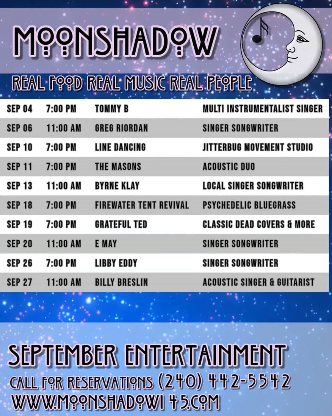 MoonShadow September 2026 Entertainment List