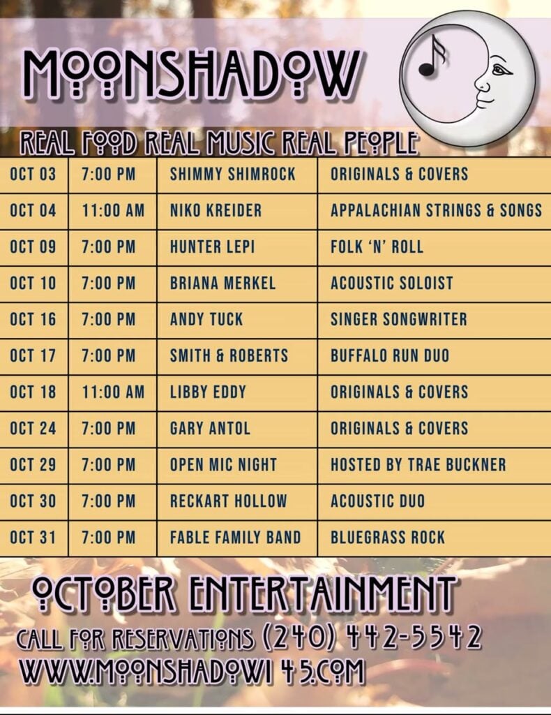 MoonShadow's October entertainment