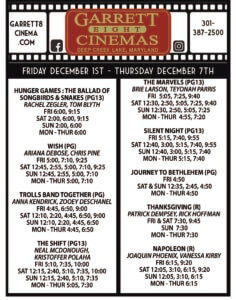 Garrett 8 Cinema's Movie List (December 1-7) at Deep Creek Lake, MD