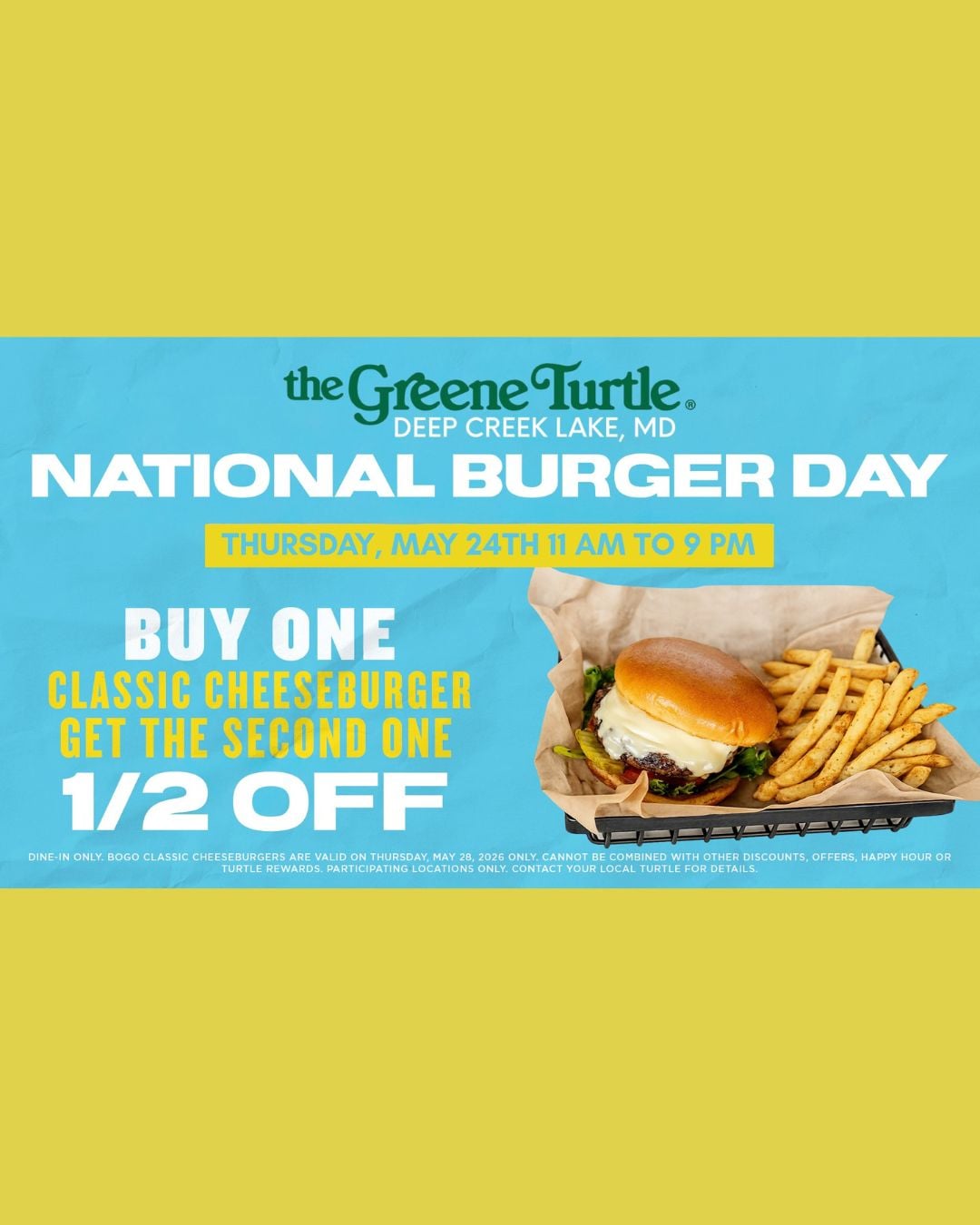 National Burger Day at The Greene Turtle (Deep Creek Lake, MD)