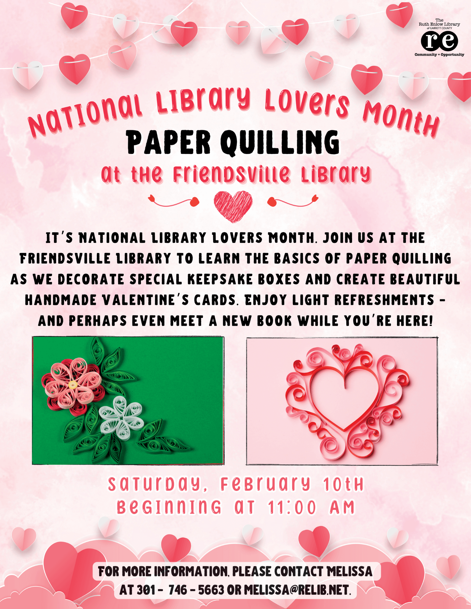 Nat'l Library Lovers Month-Paper Quilling at Deep Creek Lake, MD