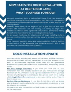 New Dates for Dock Installation at Deep Creek Lake, MD