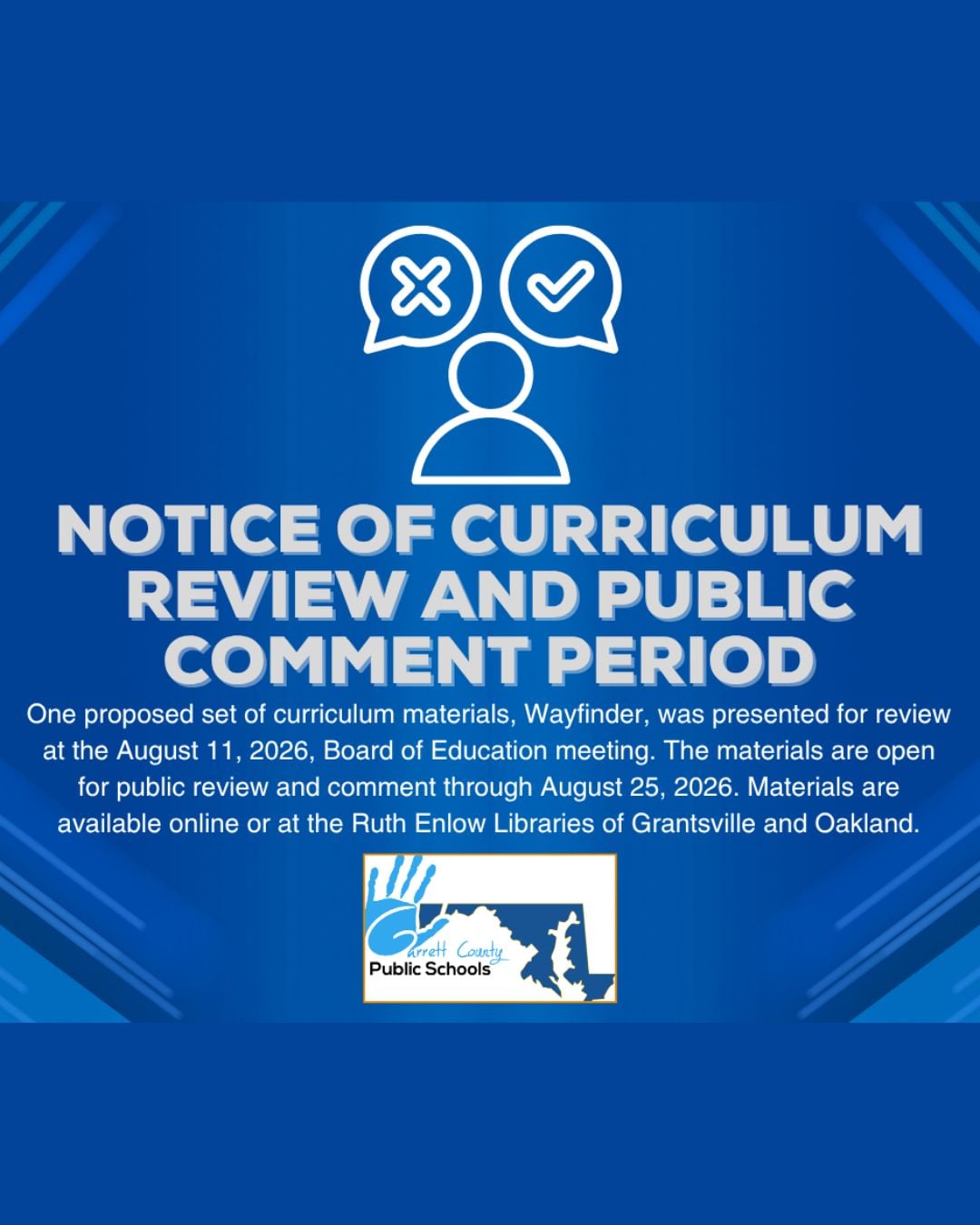 Notice of Curriculum Review and Public Comment Period