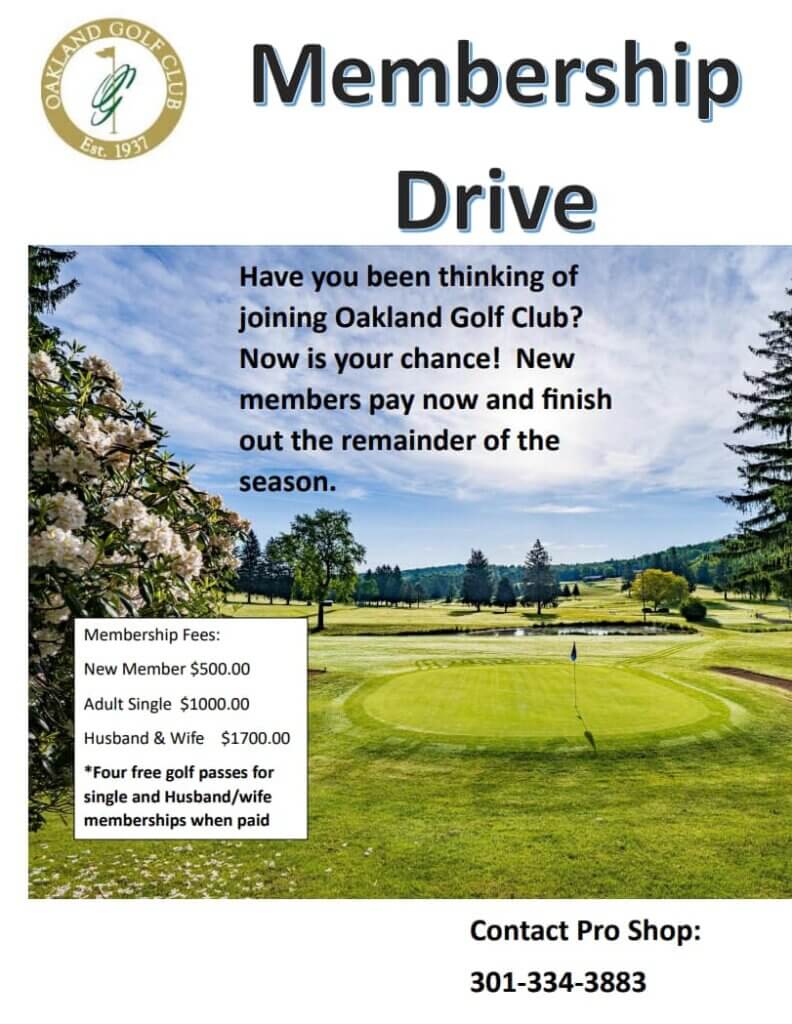 Oakland Golf Club's Membership Drive (Deep Creek Lake, MD)