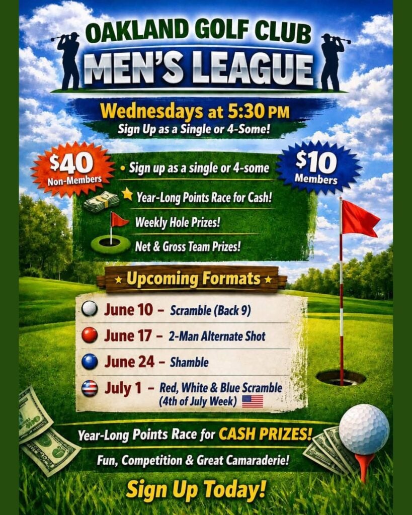 Oakland Golf Club's Men's League (June 2026 Schedule)