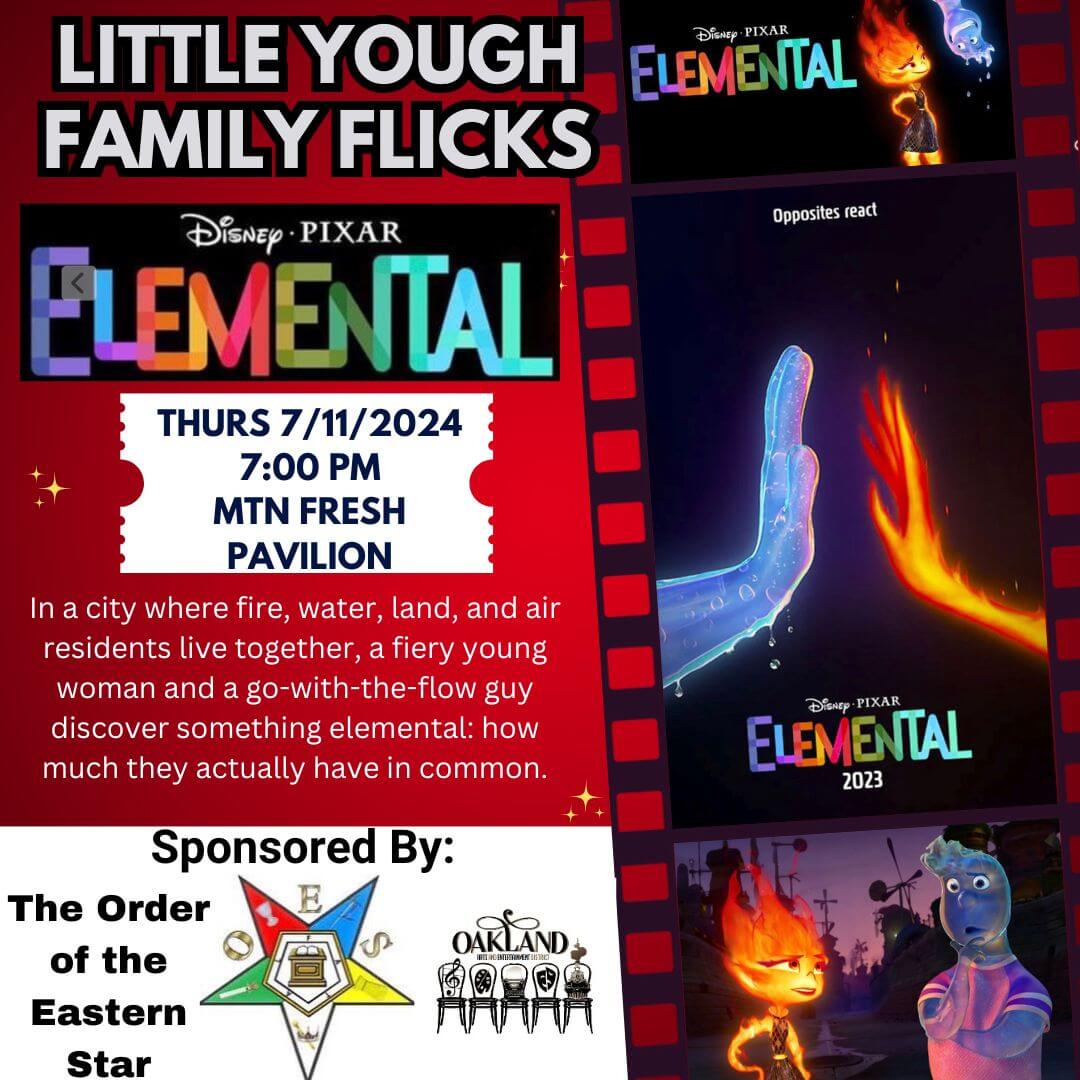 Oakland Little Yough Family Flicks: Elemental at Deep Creek Lake, MD