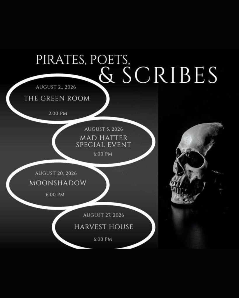 Pirates, Poets & Scribes (August Schedule)