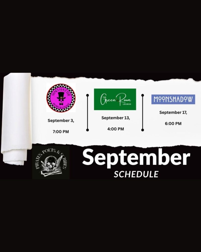 Pirates, Poets & Scribes September Schedule