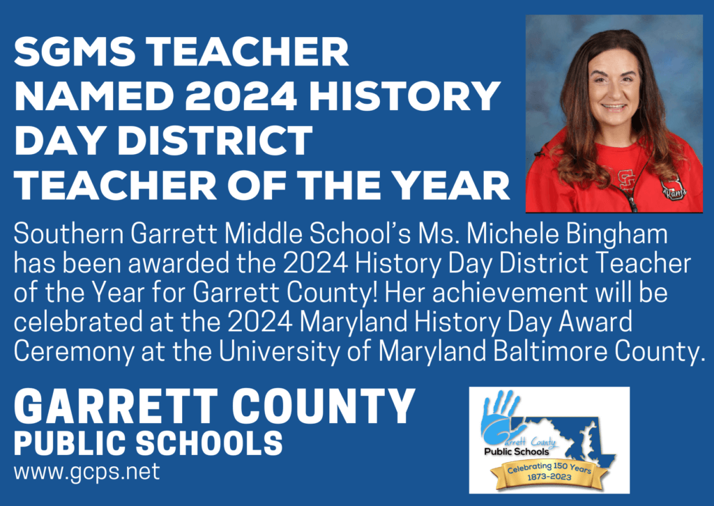 SGMS Teacher Named 2024 History Day District Teacher of the Year at Deep Creek Lake, MD