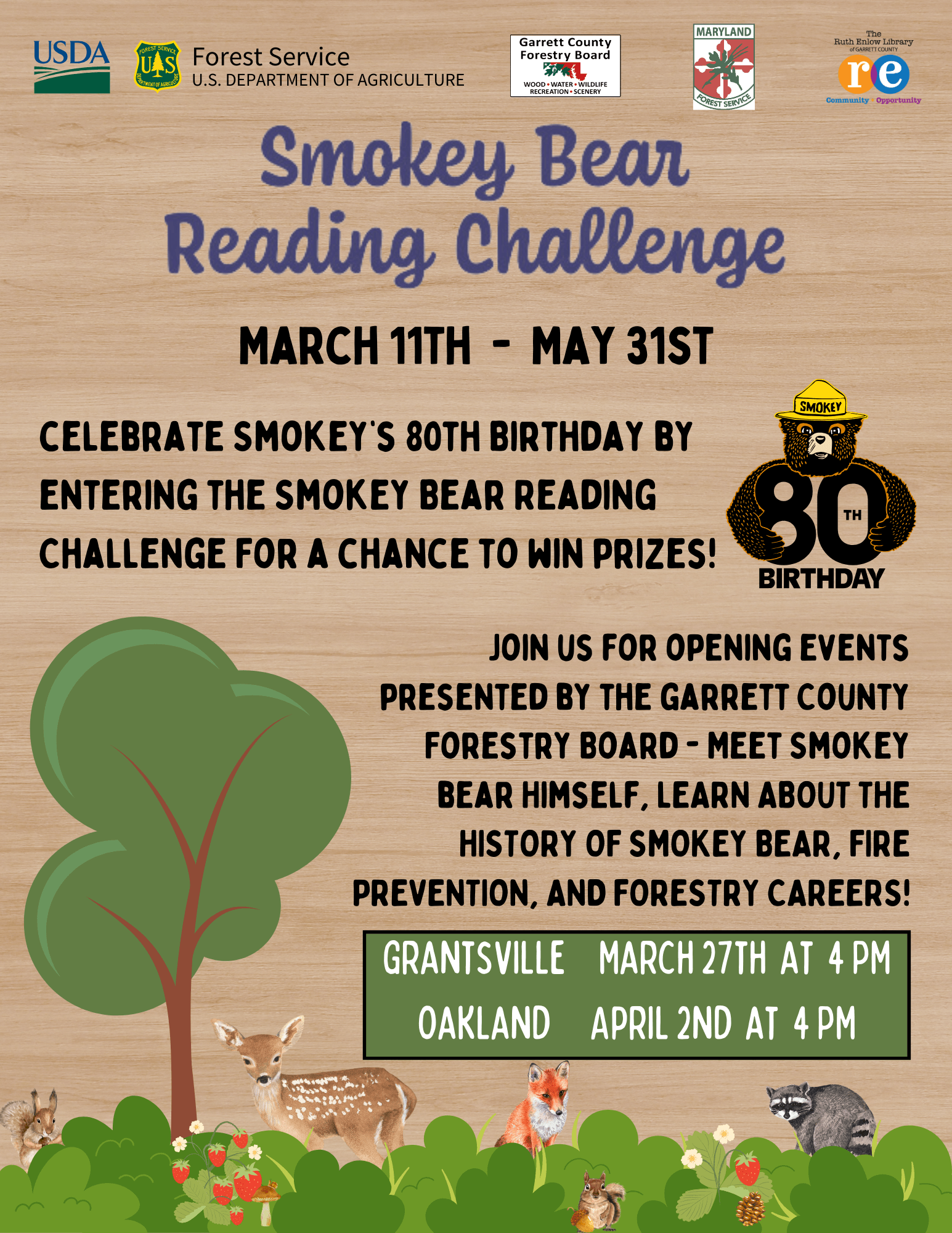 Smokey Bear Reading Challenge Opening Event at Deep Creek Lake, MD