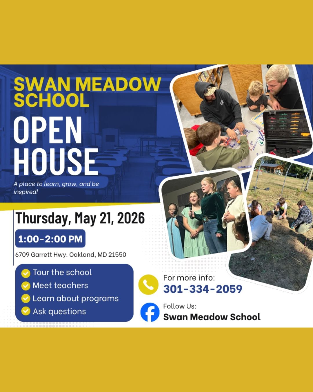 Swan Meadow School to Hold Open House for Prospective K-8 Families