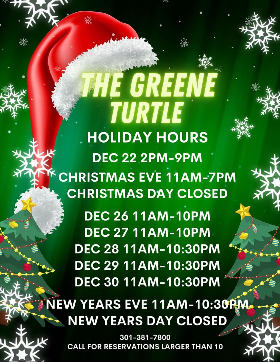The Greene Turtle (Deep Creek): Holiday Hours at Deep Creek Lake, MD