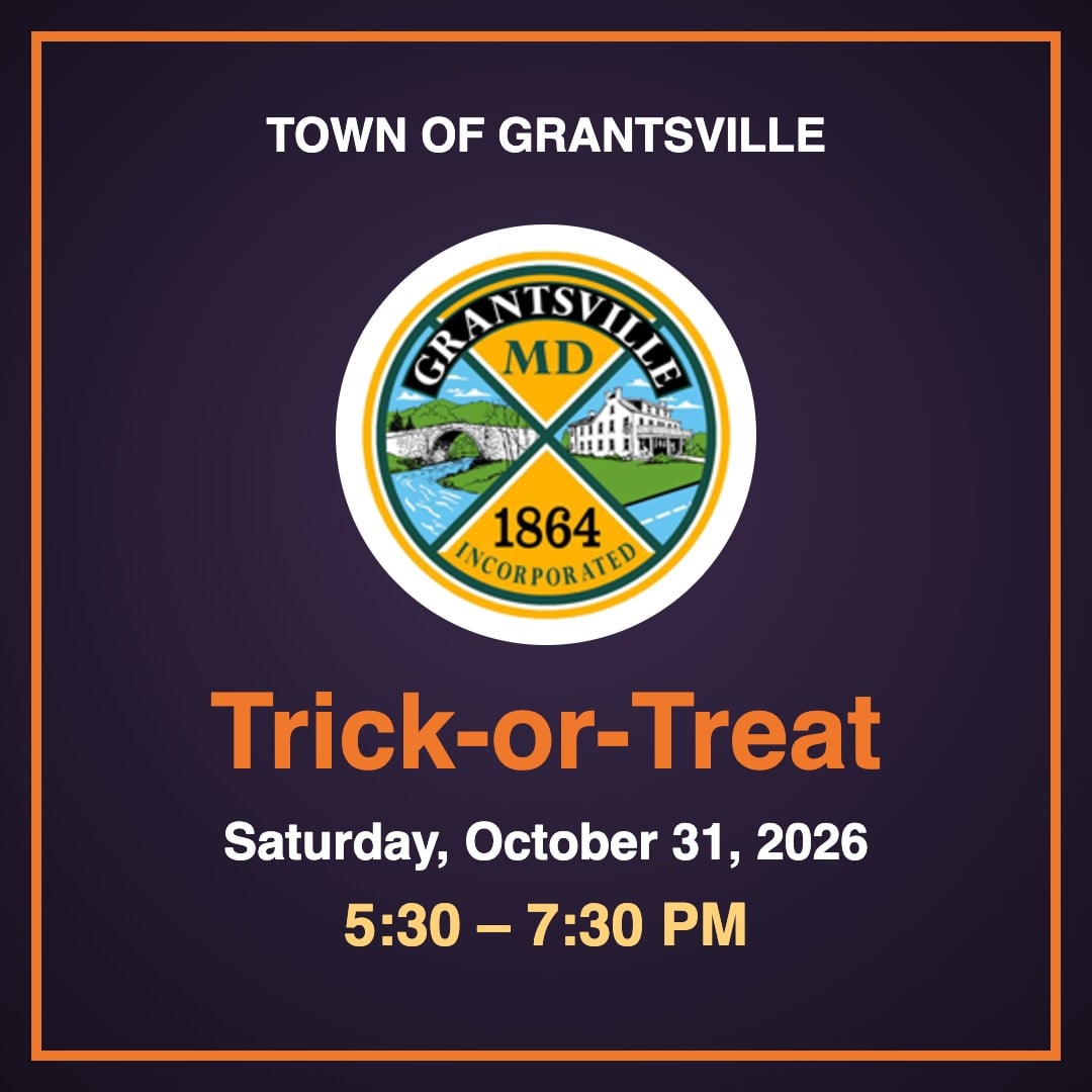Town of Grantsville seal with trick-or-treat hours, Saturday, October 31, 2026, 5:30-7:30 PM