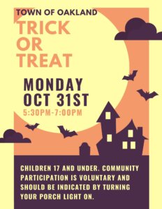 Town of Oakland Trick or Treat 2022