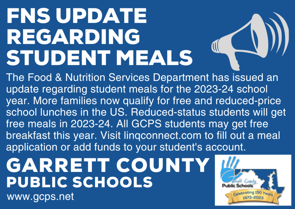 Update from Food & Nutrition Services Regarding Student Meals at Deep Creek Lake, MD