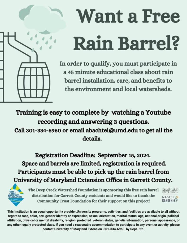 Want a Free Rain Barrel at Deep Creek Lake, MD