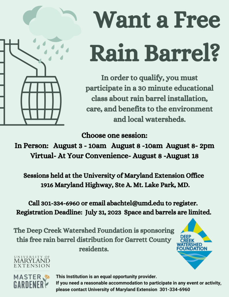 Want a Free Rain Barrel at Deep Creek Lake, MD