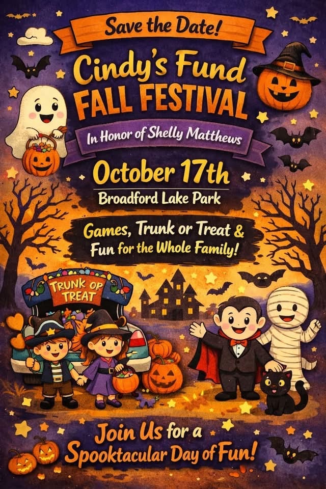 Cindy's Fund Fall Festival flyer, October 17 at Broadford Lake Park