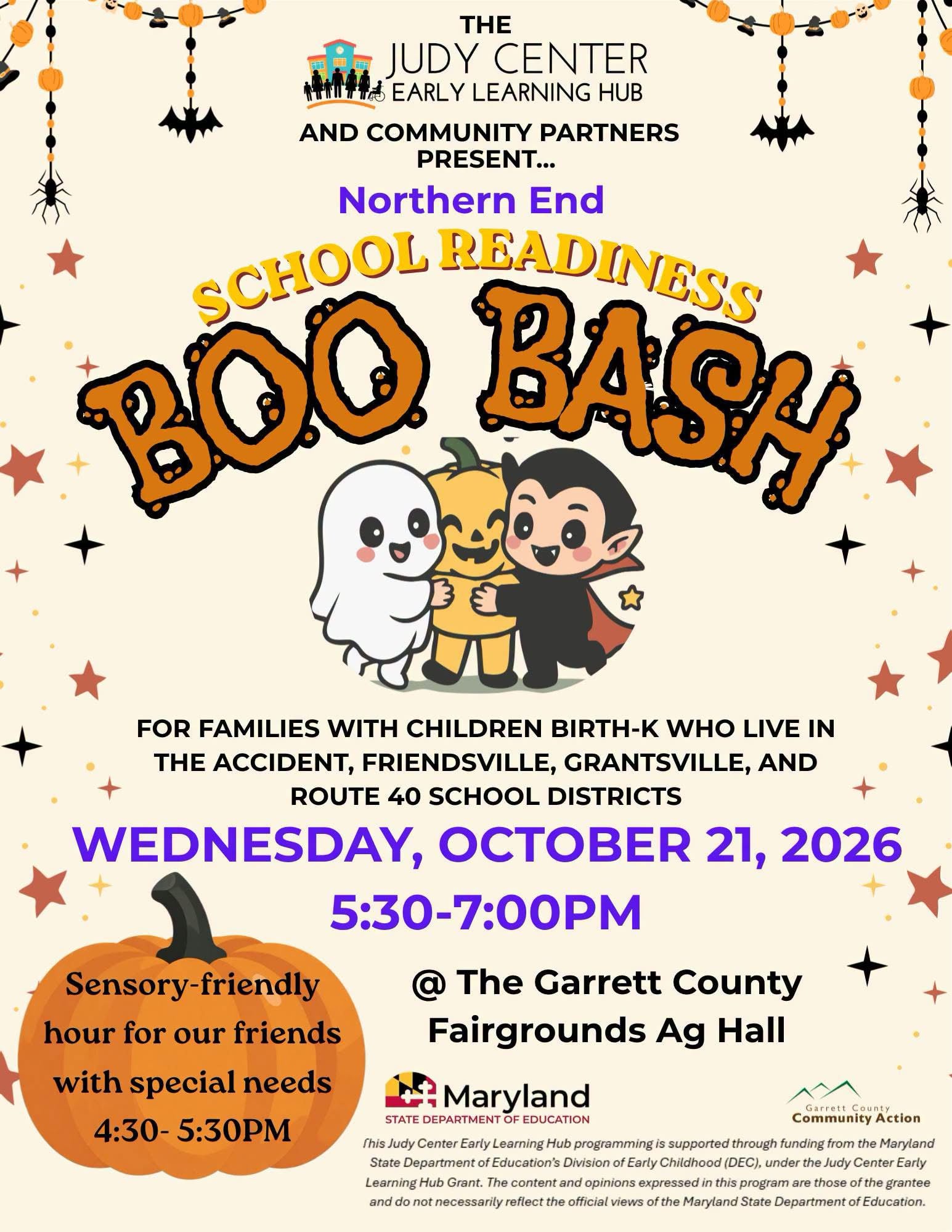 Northern End School Readiness Boo Bash flyer, October 21, 2026